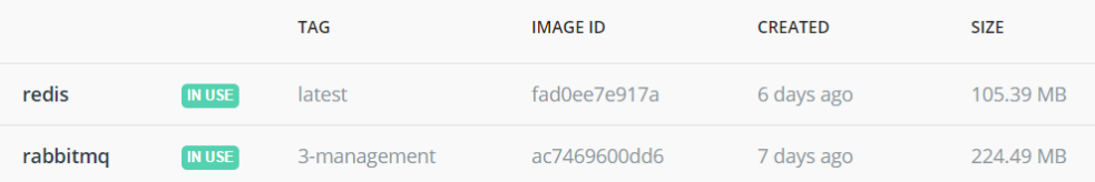 image redis et rabbitMQ